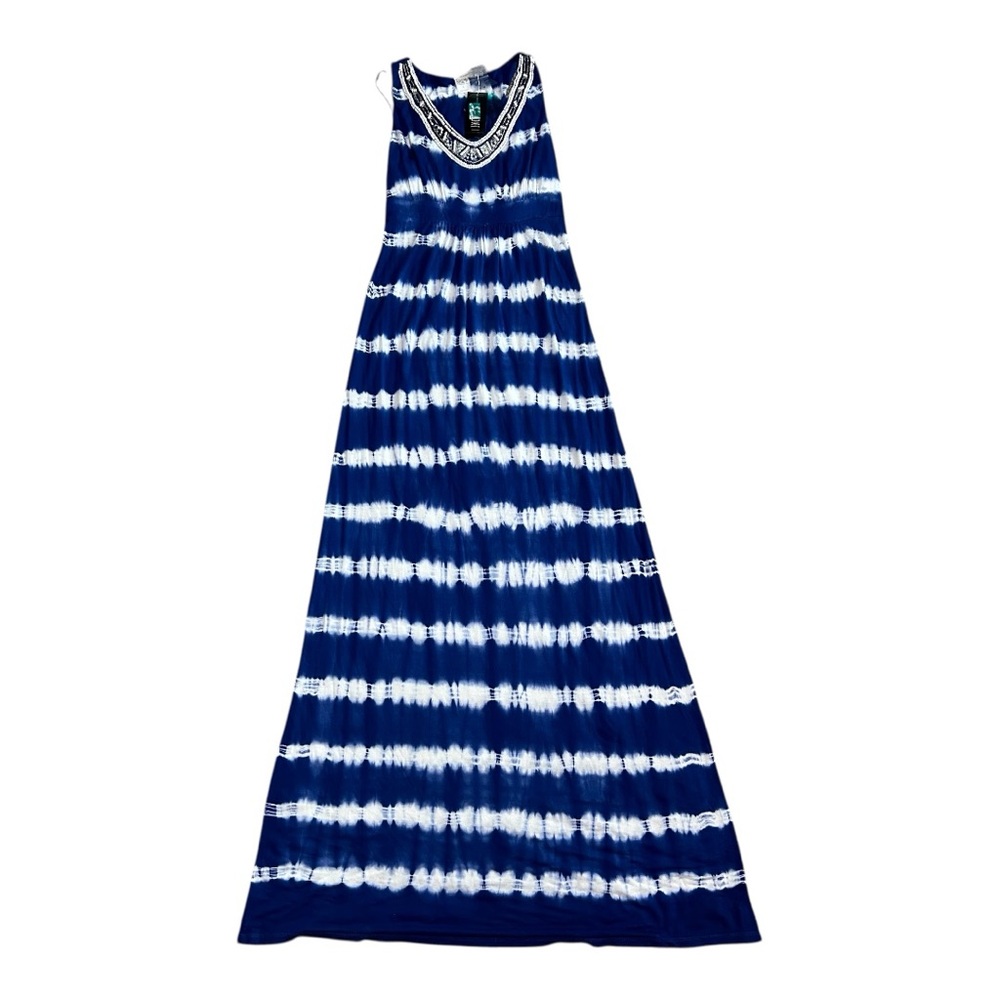 INC! Beaded Blue and White Tie-Dye Maxi Dress!! Size M! NWT!